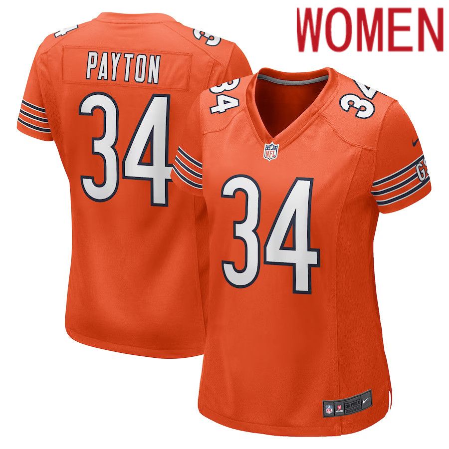 Women Chicago Bears #34 Walter Payton Nike Orange Retired Player NFL Jersey->women nfl jersey->Women Jersey